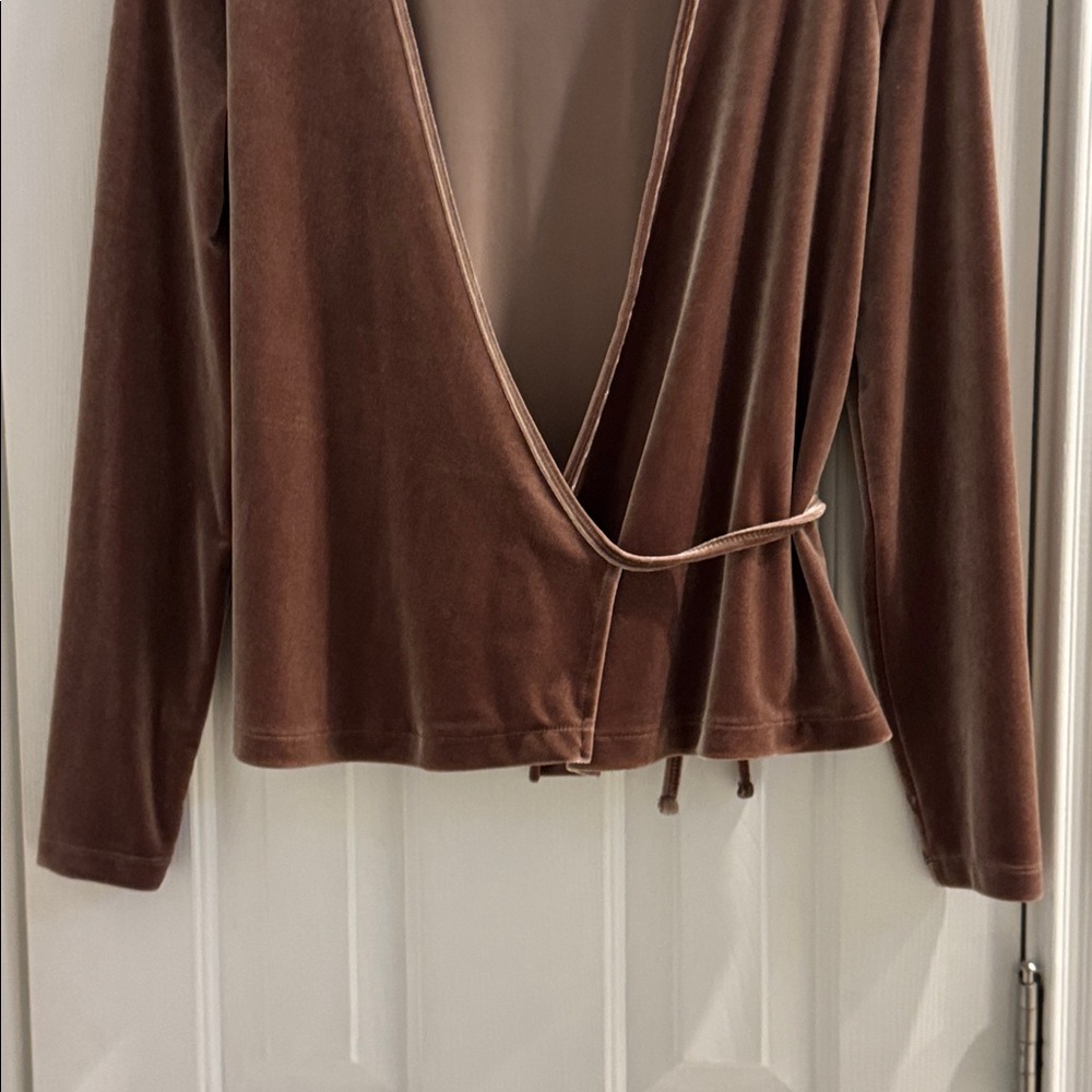 Madewell Brown Velvet Wrap Top - Picture 3 of 10